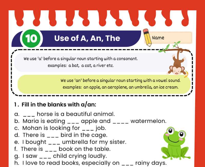 worksheet a and an