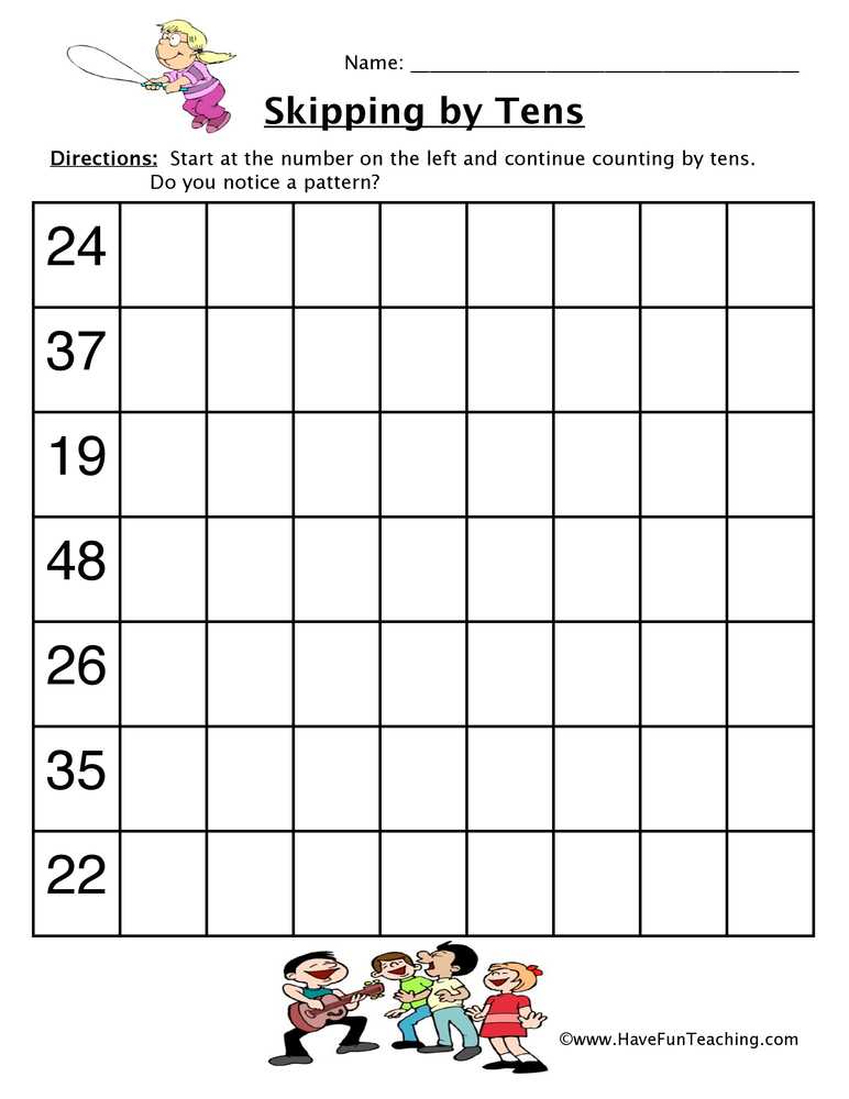 worksheet counting by 10s