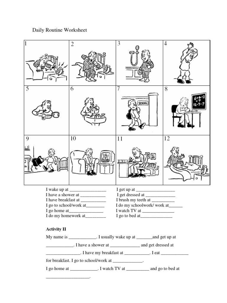 worksheet for daily routine