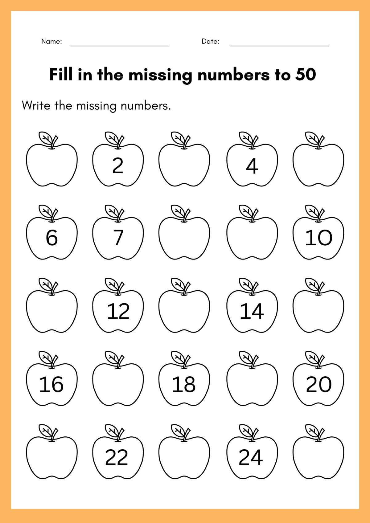 worksheet for numbers