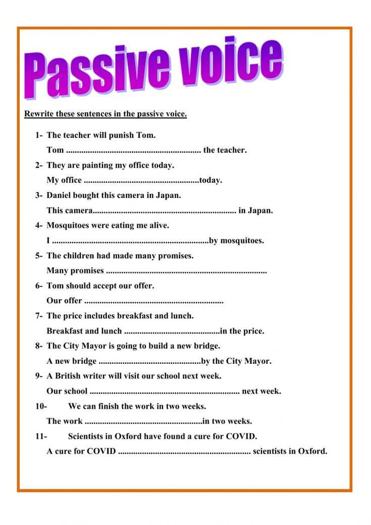 worksheet for passive voice