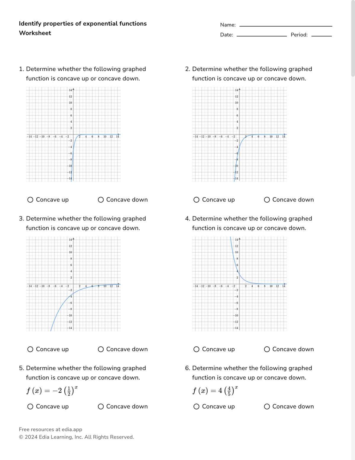 worksheet graphing exponential functions