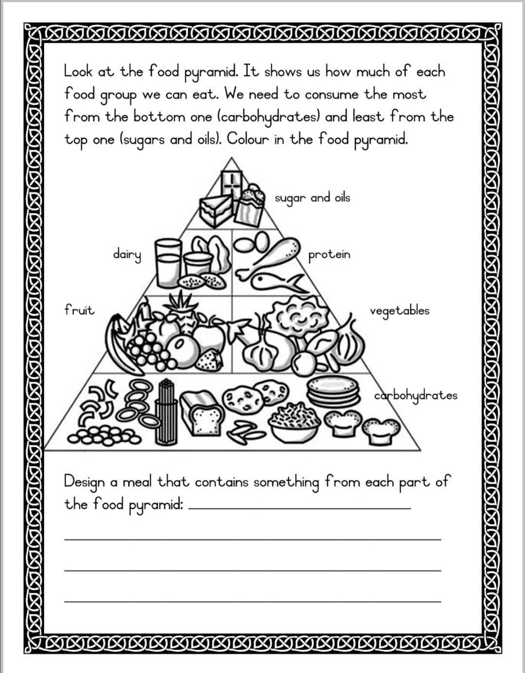 worksheet healthy food