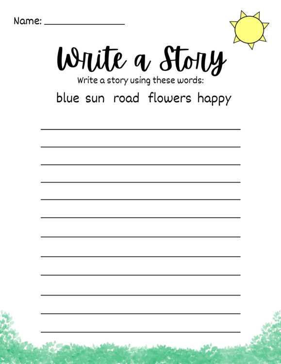 worksheet of story writing