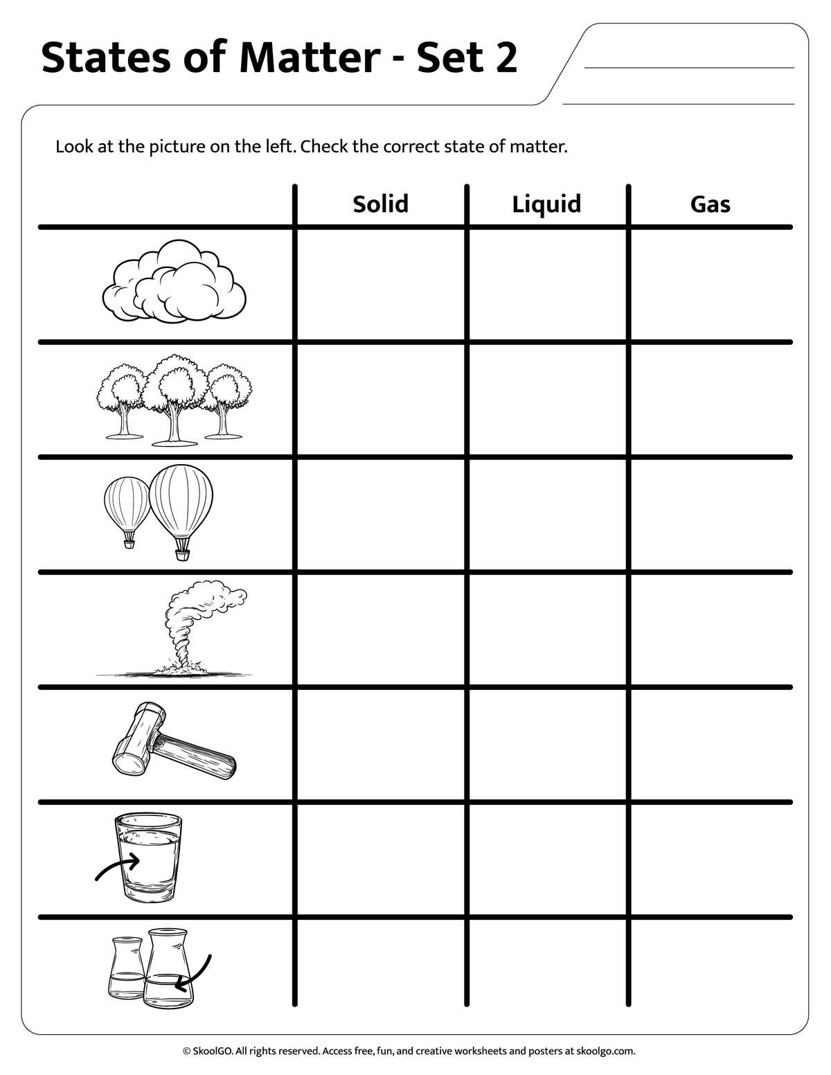 worksheet on matter