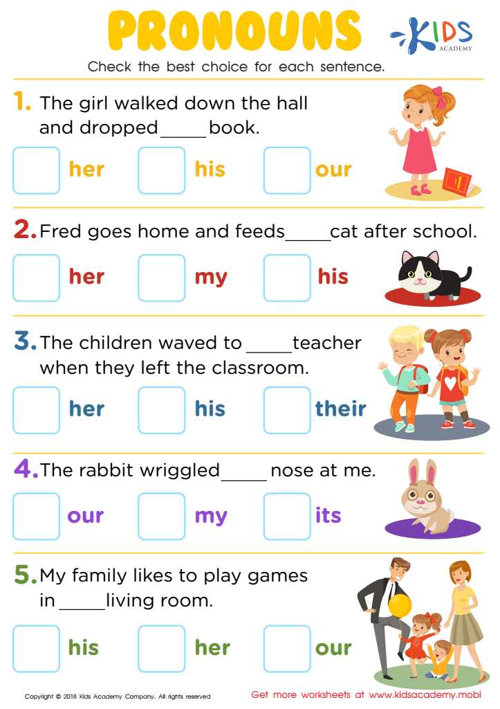 worksheet on pronouns
