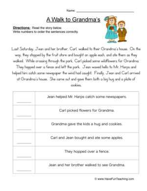 worksheet on sequencing events