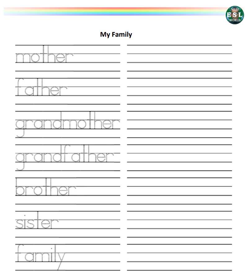 worksheet on writing