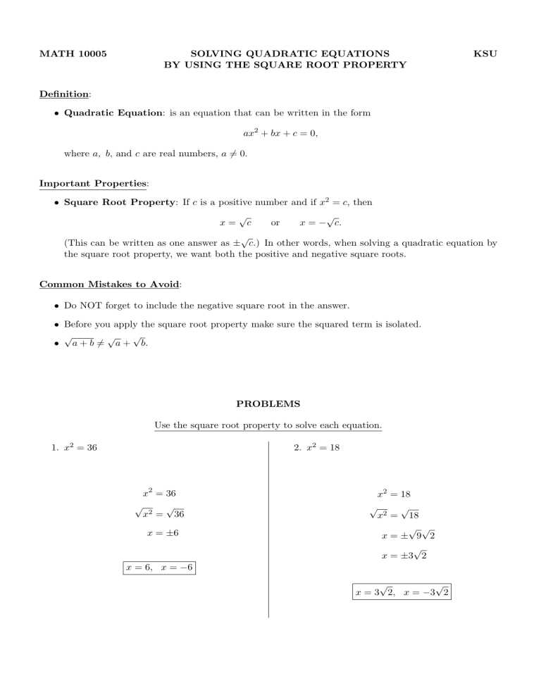 worksheet solving quadratic equations using square roots worksheet solving quadratic equations using square roots