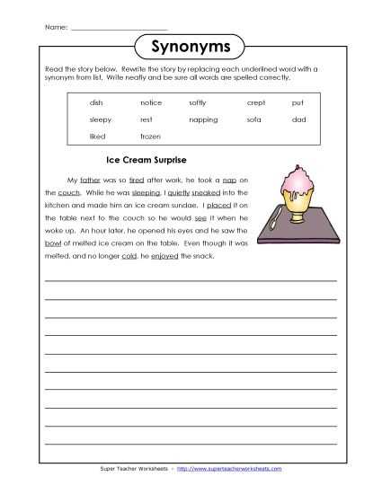 worksheet synonyms