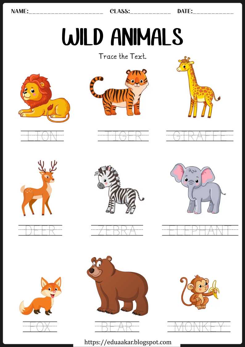 worksheet with animals