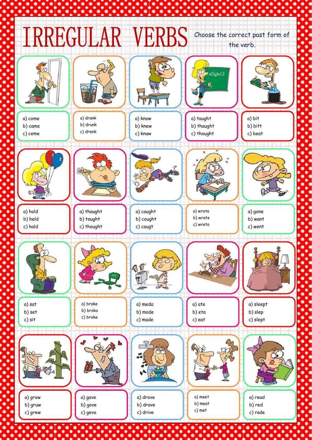 worksheet with irregular verbs