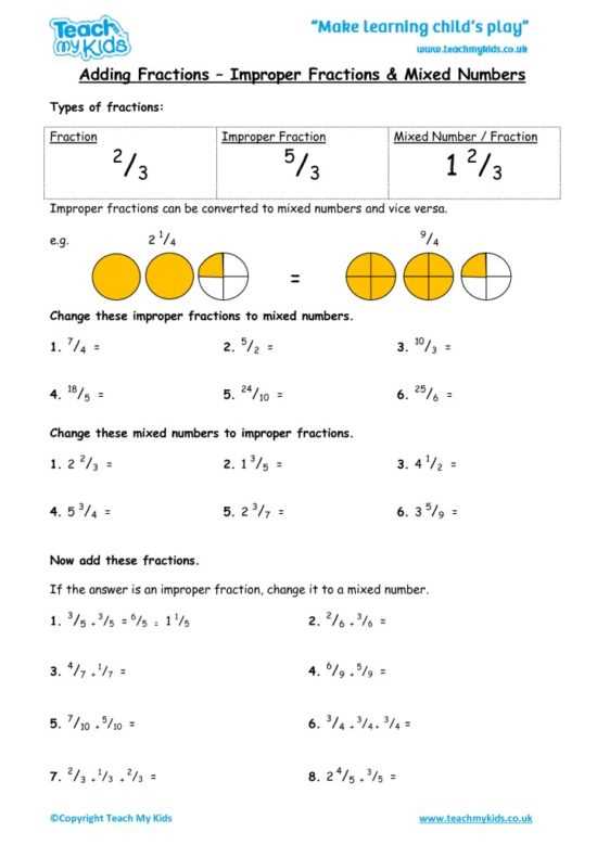 worksheets adding fractions