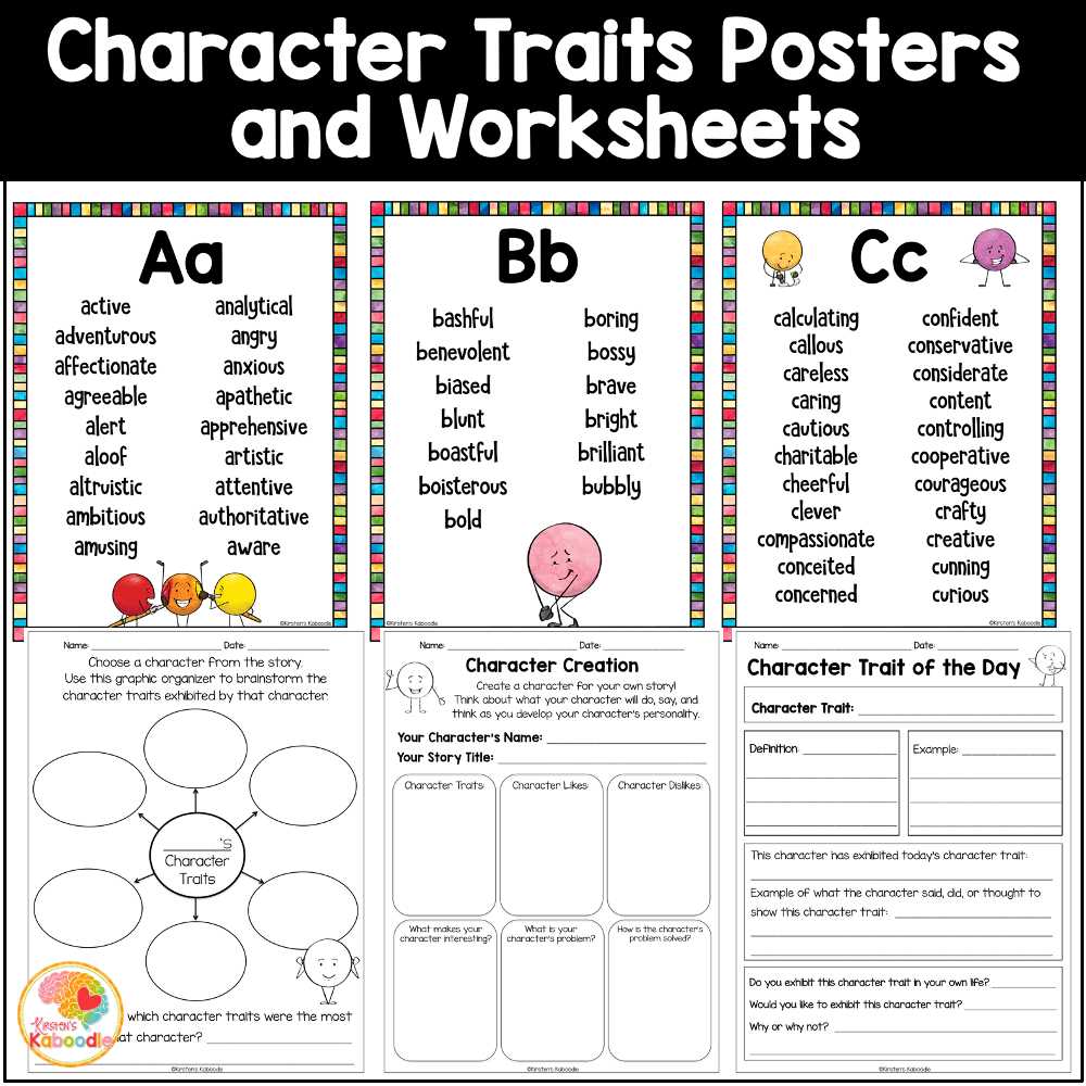 worksheets for character traits