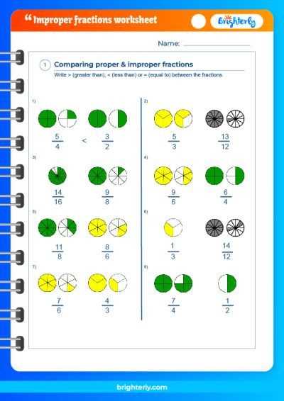 worksheets for improper fractions