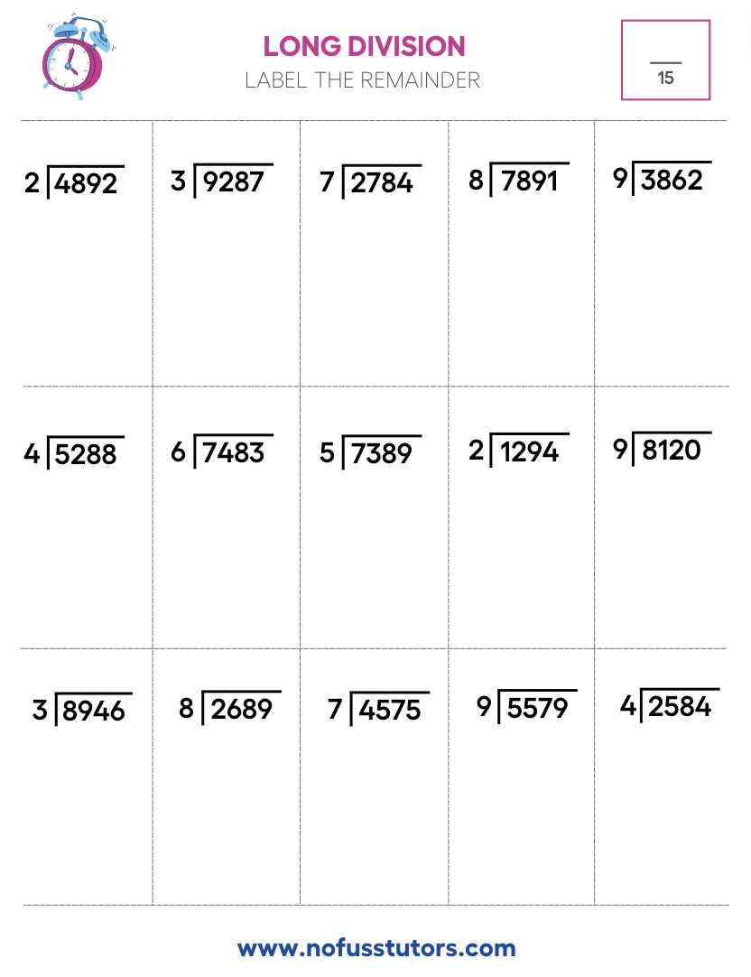 worksheets for long division