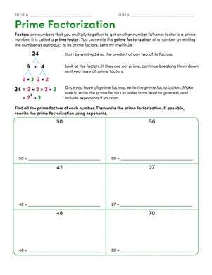 worksheets for prime factorization worksheets for prime factorization