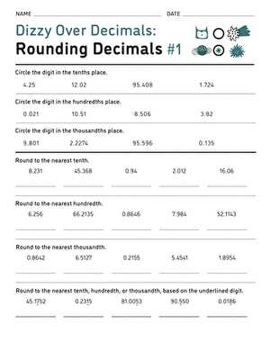 worksheets for rounding decimals