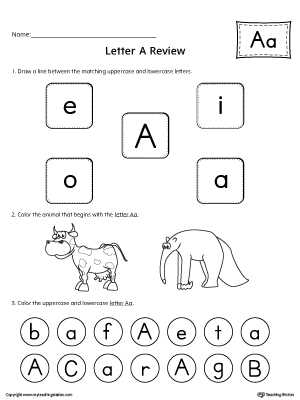 worksheets for the letter a