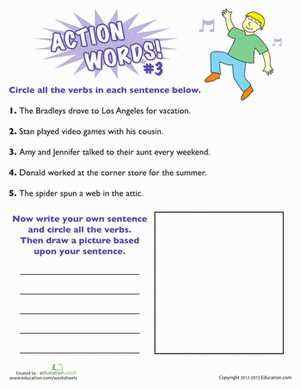 worksheets on action words