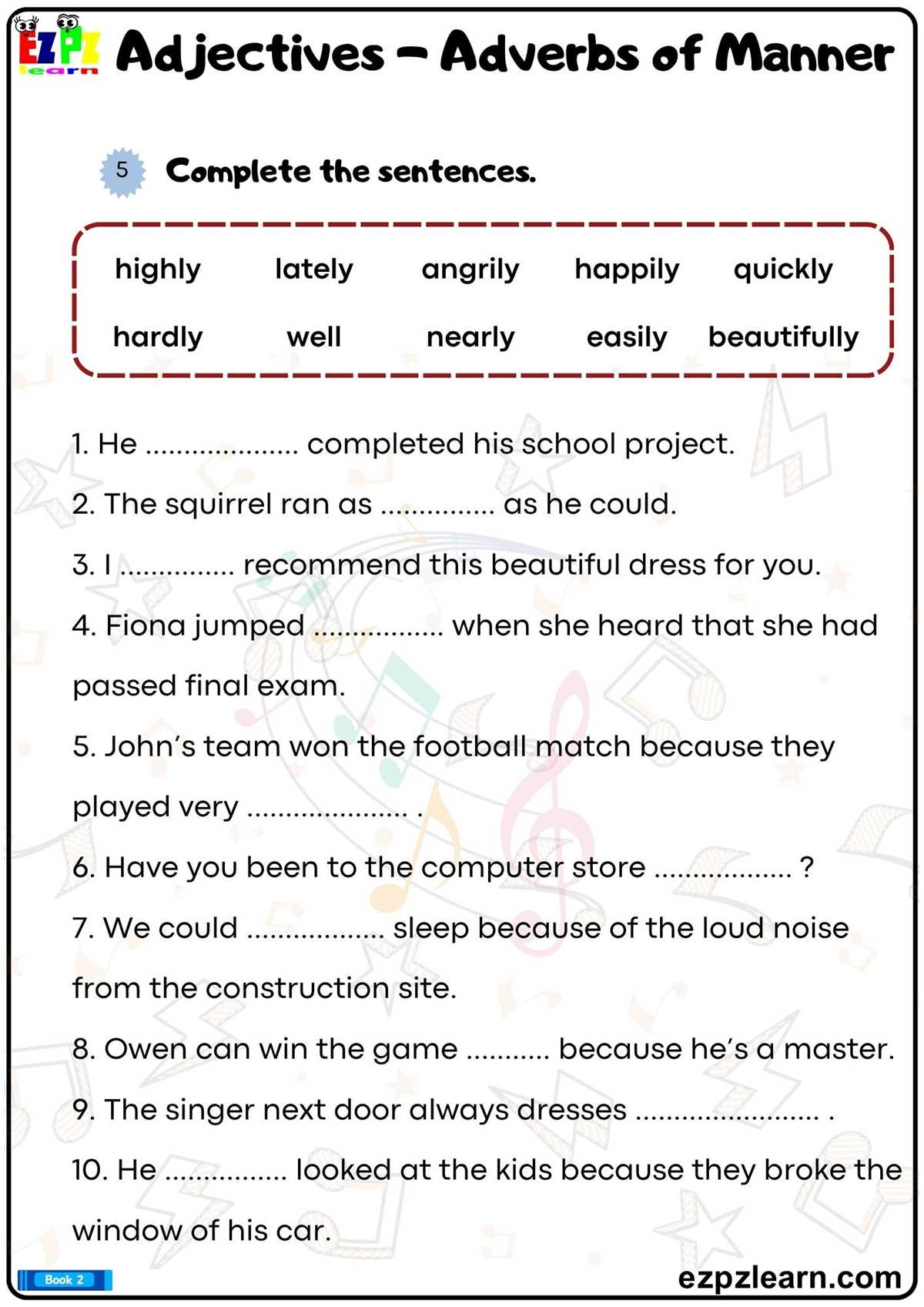 worksheets on adjectives and adverbs