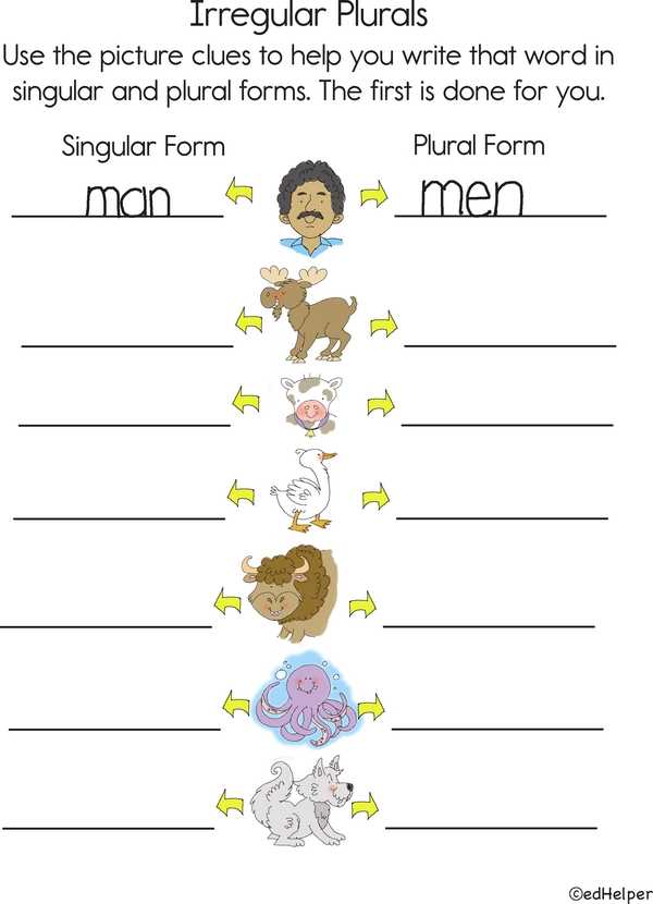 worksheets on irregular plural nouns