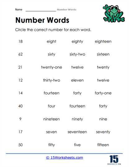 write numbers in words worksheet