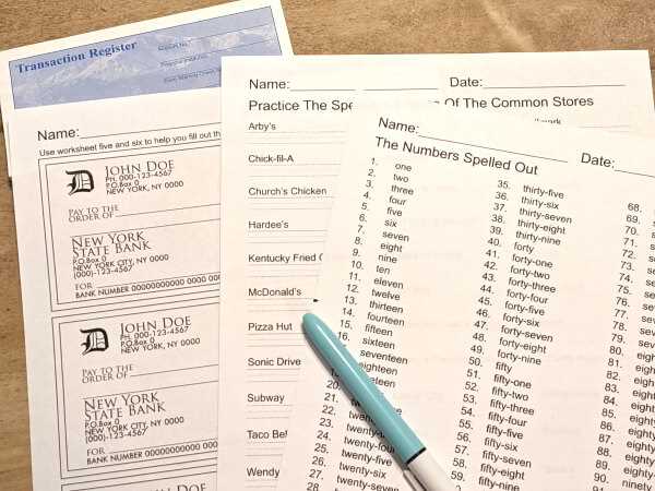 writing checks worksheet