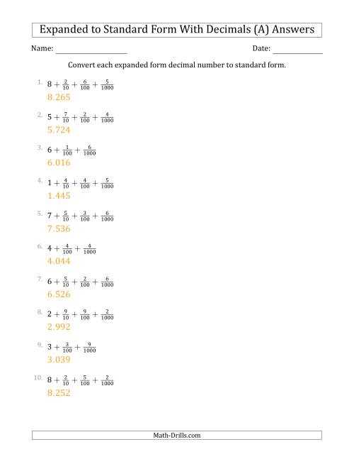 writing decimals in expanded form worksheet