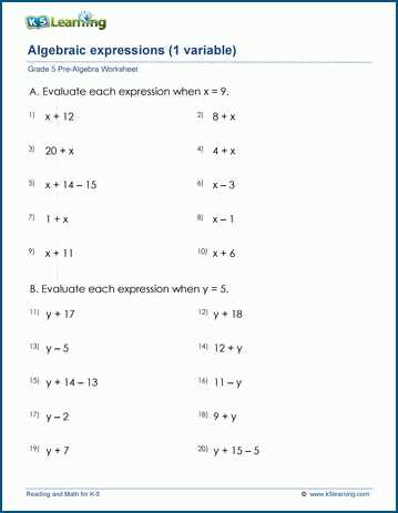 writing math expressions worksheet