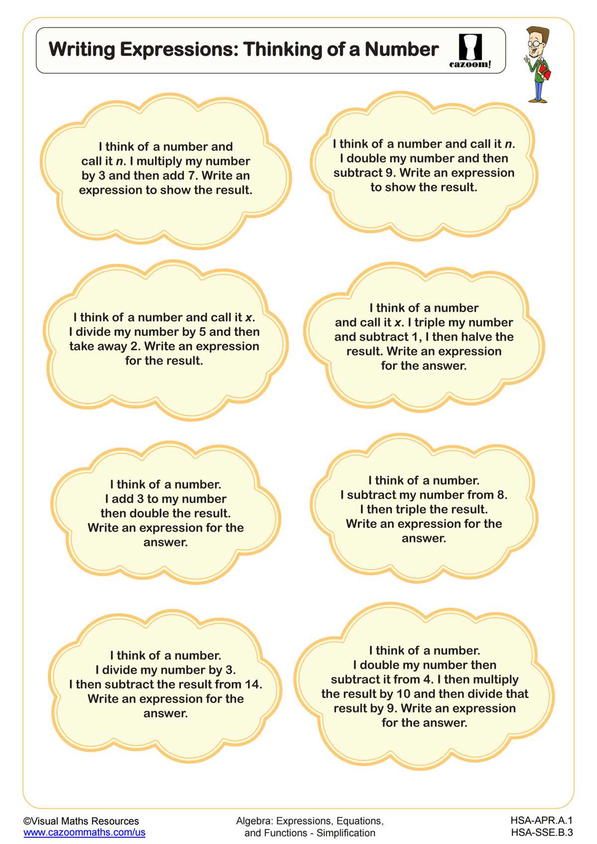 writing math expressions worksheets