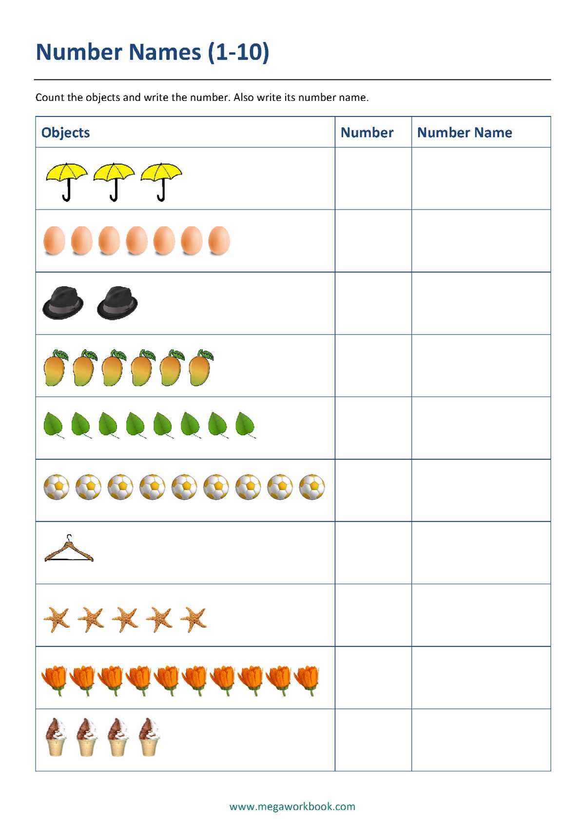 writing number names worksheet