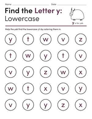 y worksheets for preschool