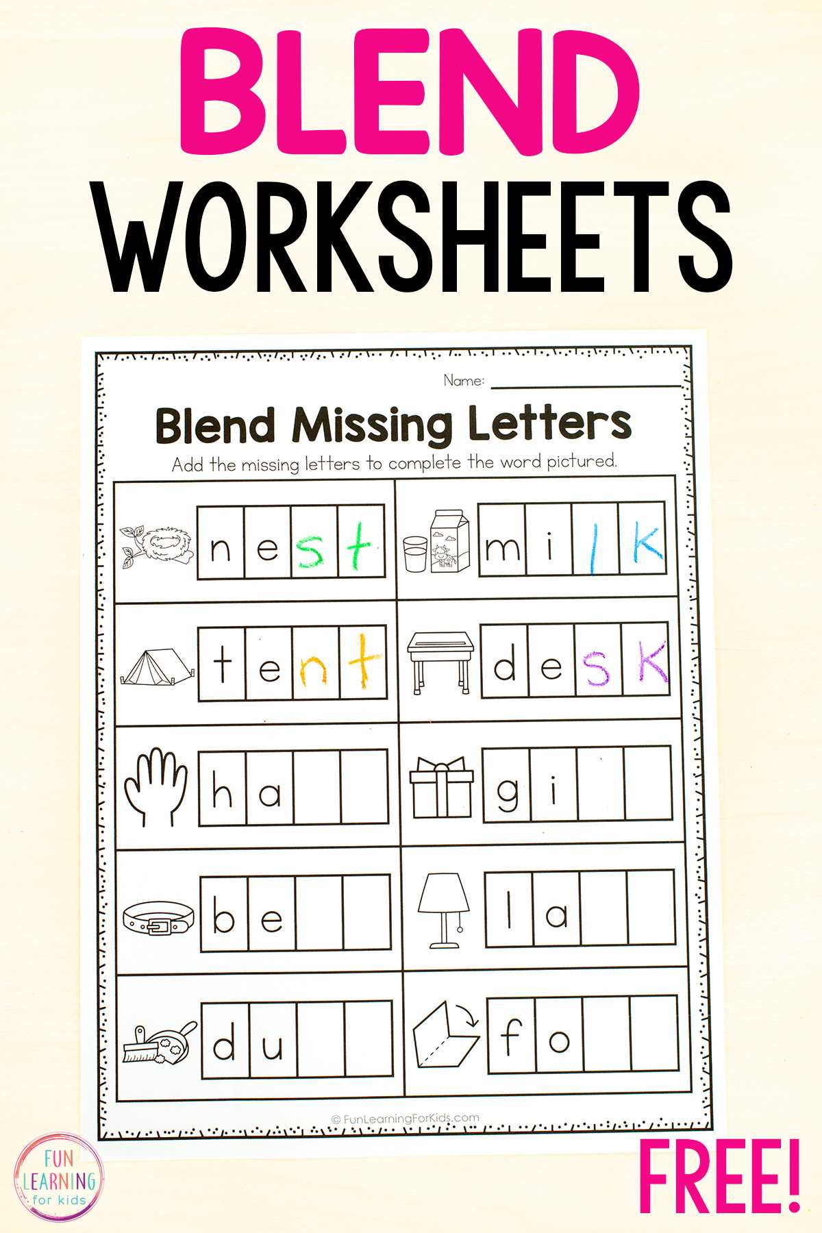 a blends worksheets