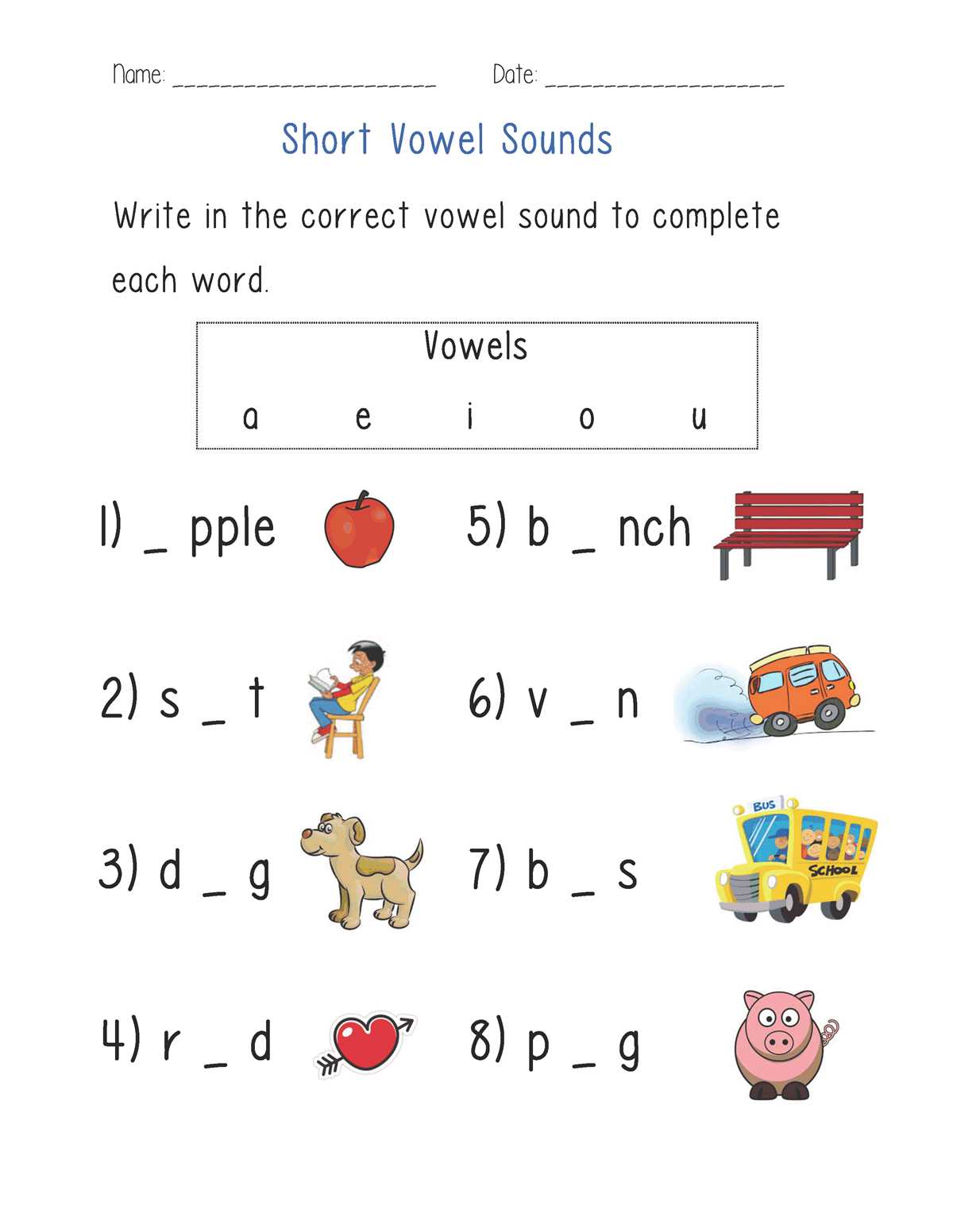 a e i o u vowels worksheets