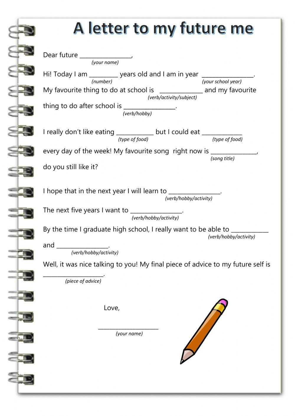 a letter from your teacher worksheet