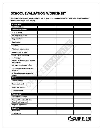 a template worksheet form is
