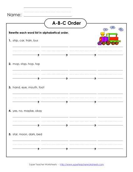 abc order worksheets free