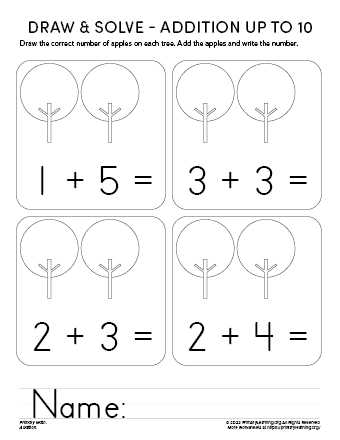 addition kindergarten math worksheets