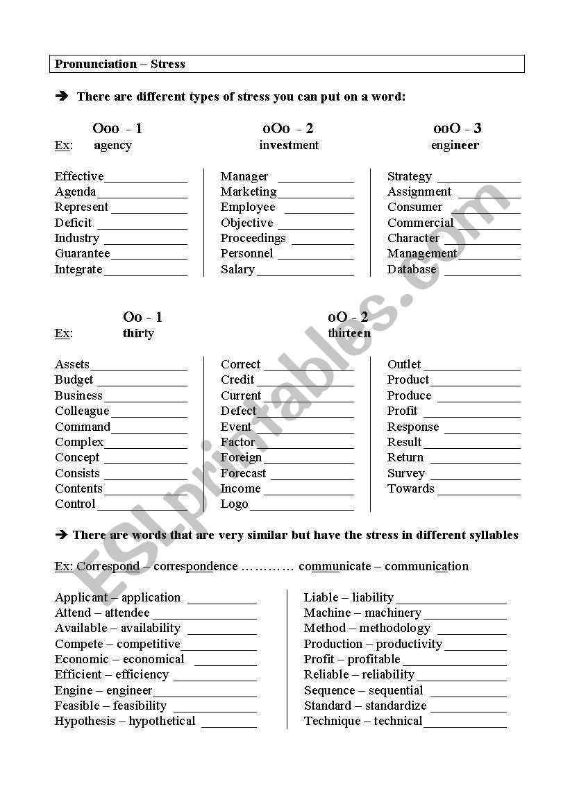 accent worksheet