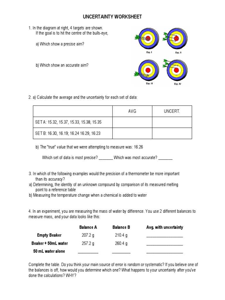 accuracy precision worksheet
