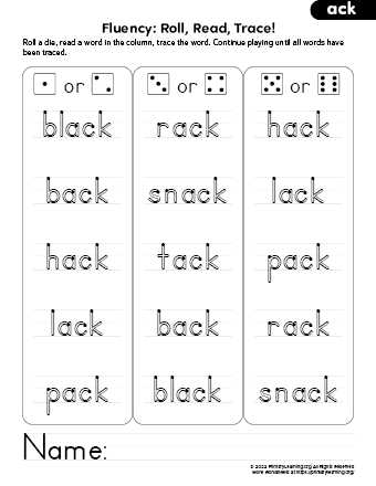 ack family worksheets