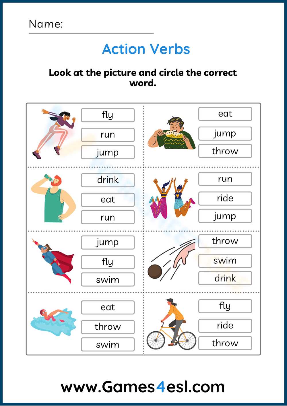 action verbs worksheet grade 2