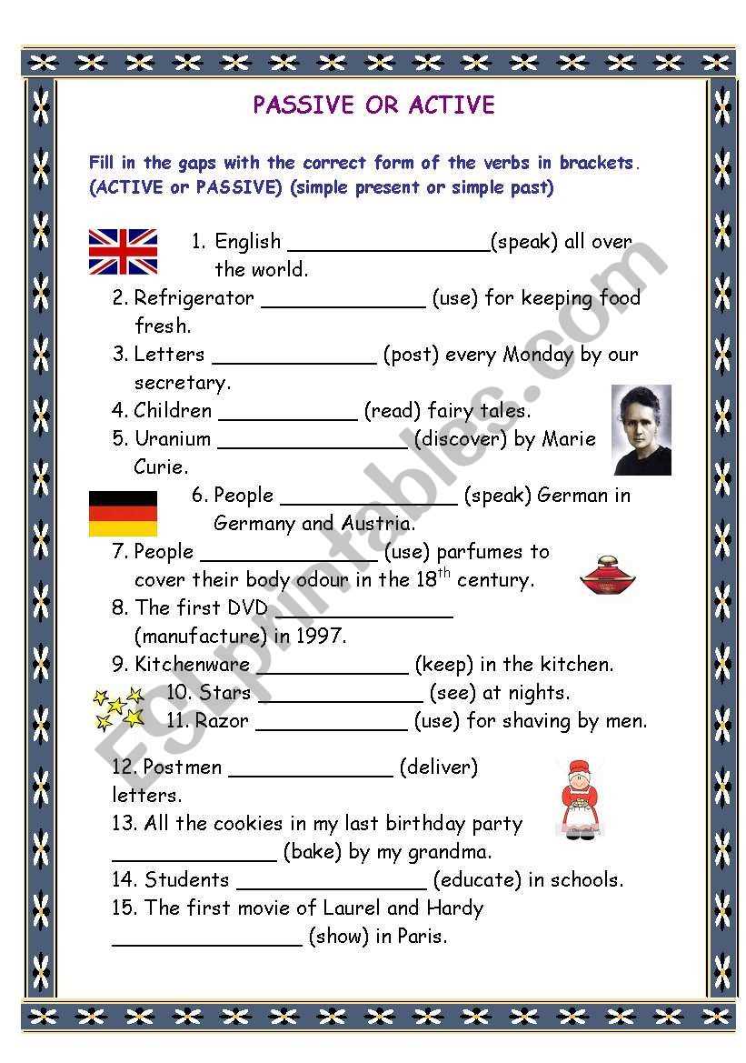 active passive worksheet
