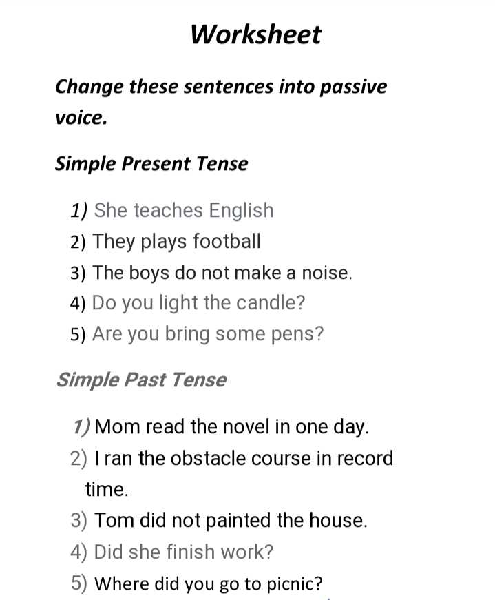 active vs passive voice worksheet