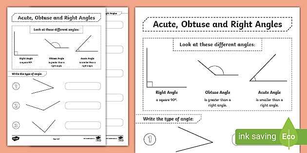 acute obtuse and right triangles worksheet