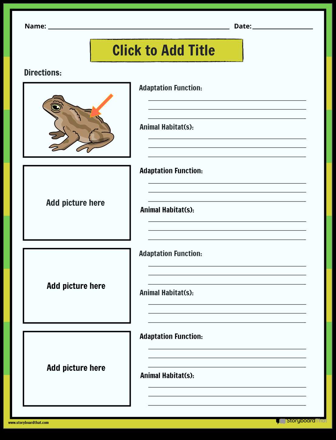 adaptations worksheet
