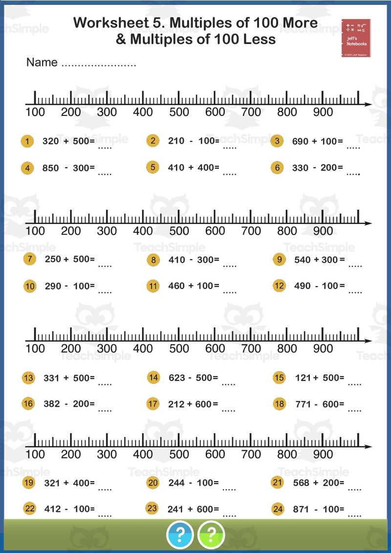 add and subtract multiples of 100 worksheet