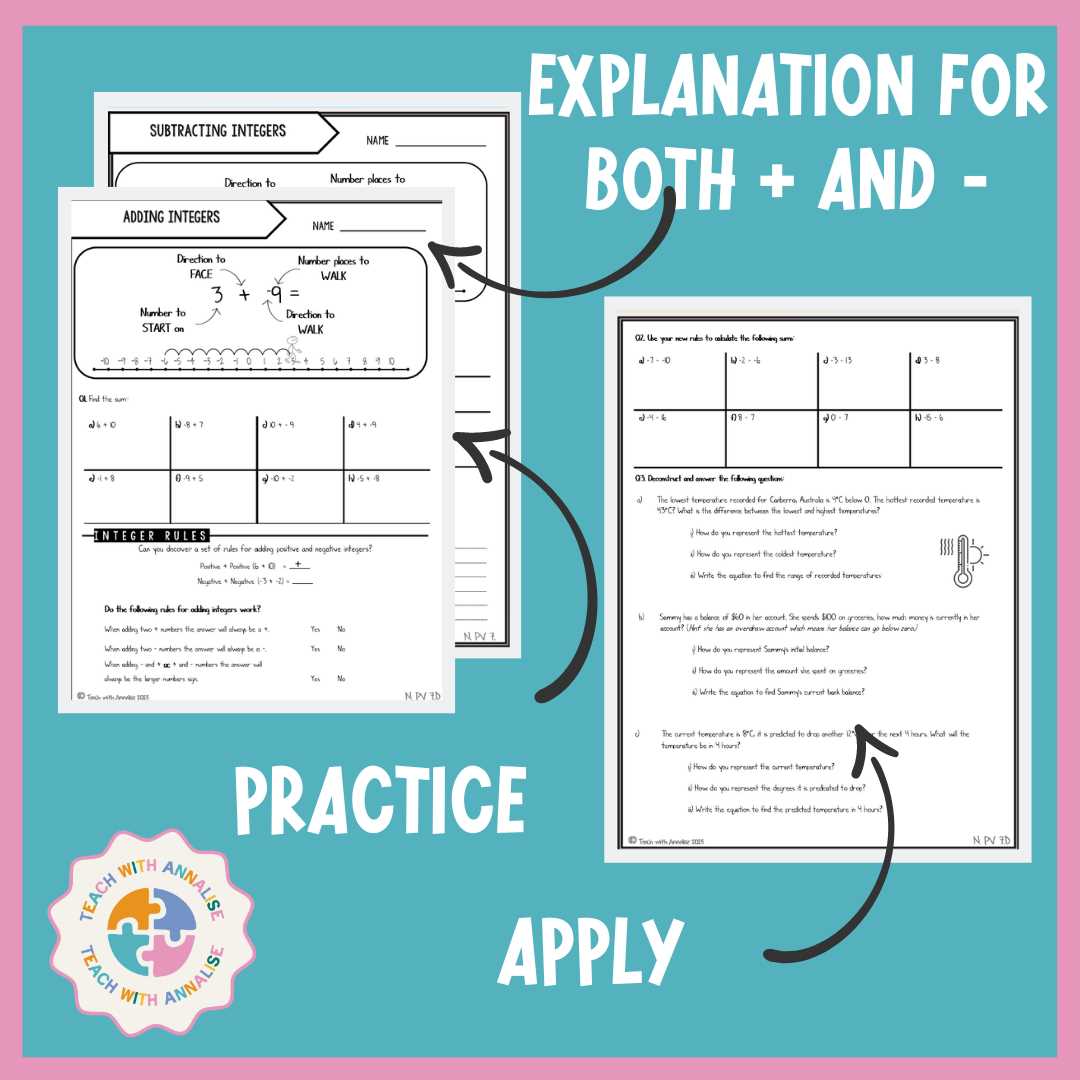 add integers worksheet