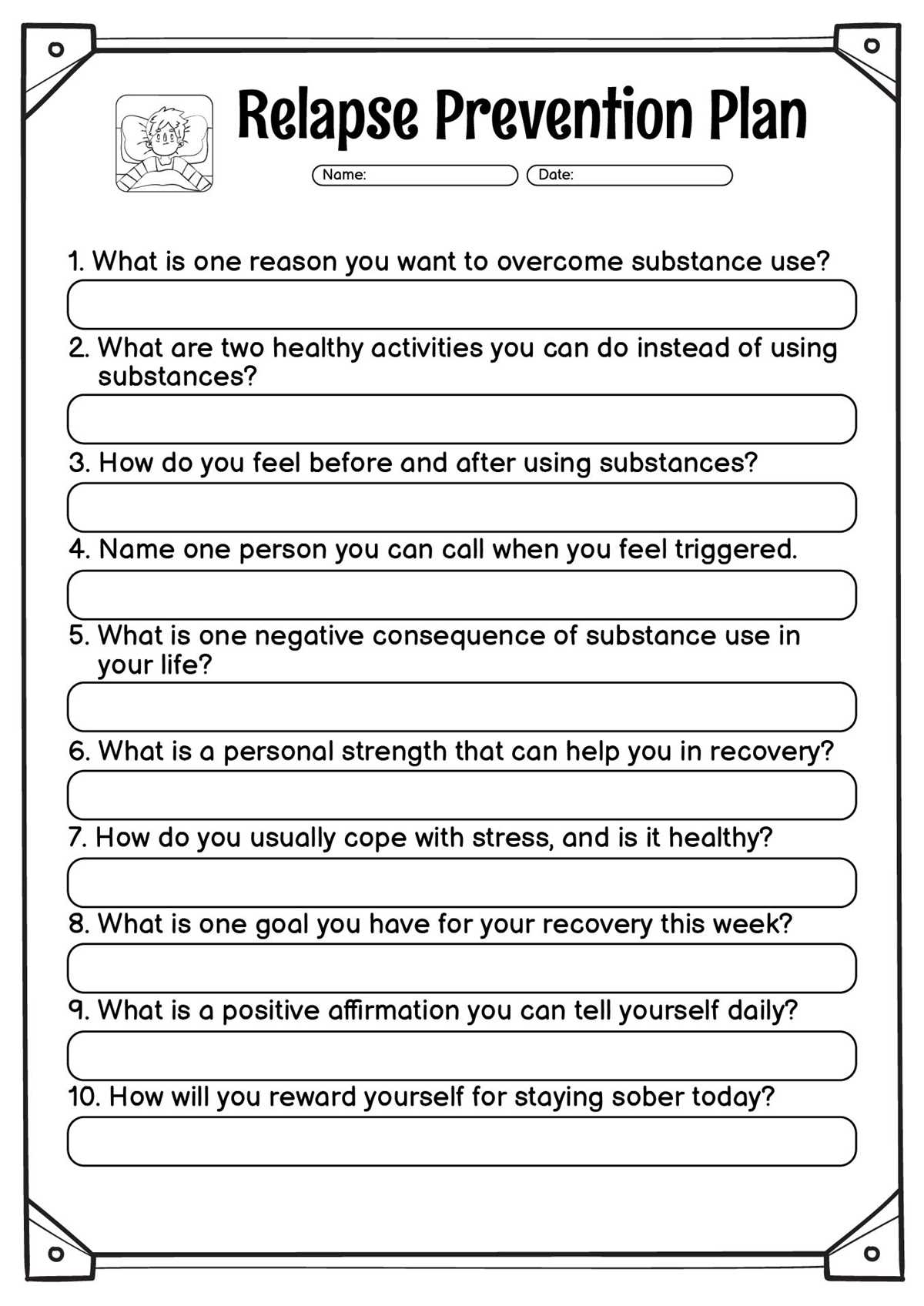 addiction triggers worksheet